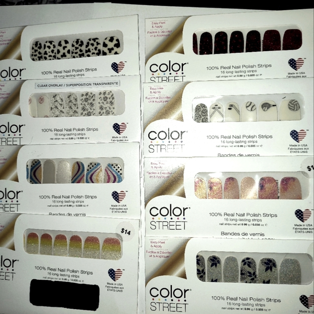 Lot of eight Color Street Real Nail Polish Strips